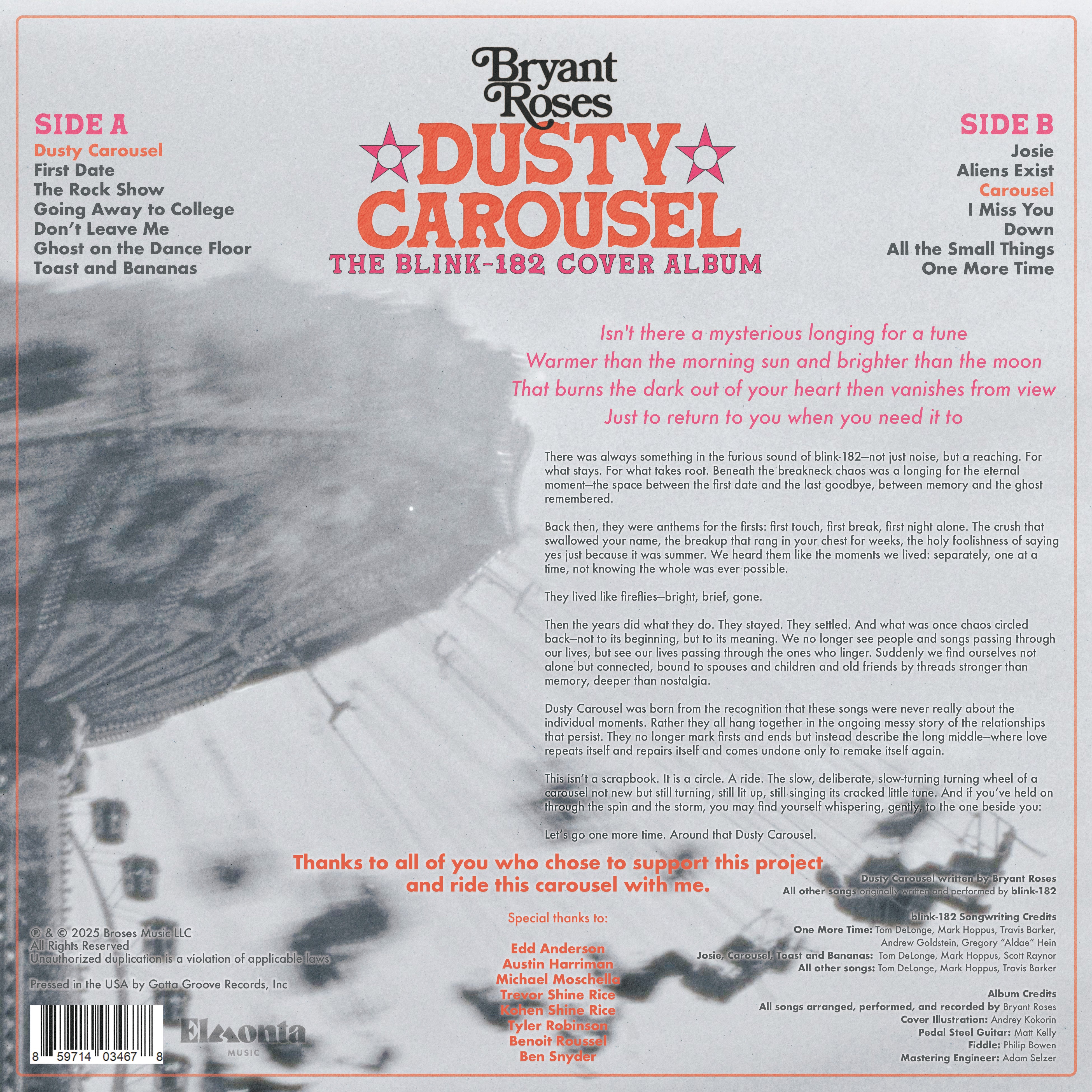 LIMITED EDITION: Dusty Carousel: Blink-Pink Vinyl Record: The